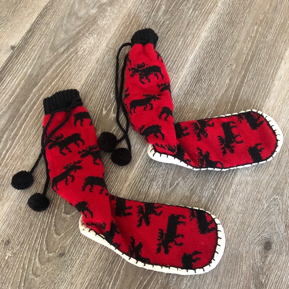 Winter knitted socks shoes for the house.